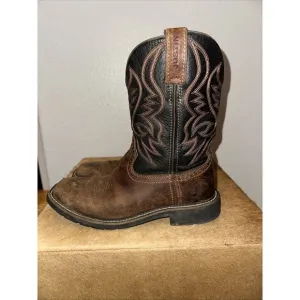 Justin Men Original Work Cowboy Driller Boots Brown‎ Square Toe AC1010 Sz 8 1/2D