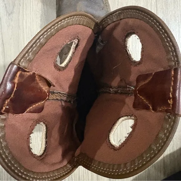 Justin Men's 11” Western Work Cowboy Boots Leather Tan Brown Sz 7.5 D Style 2302