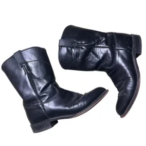 Justin Men's Black Roper Western Cowboy Boots Size 10.5 Leather