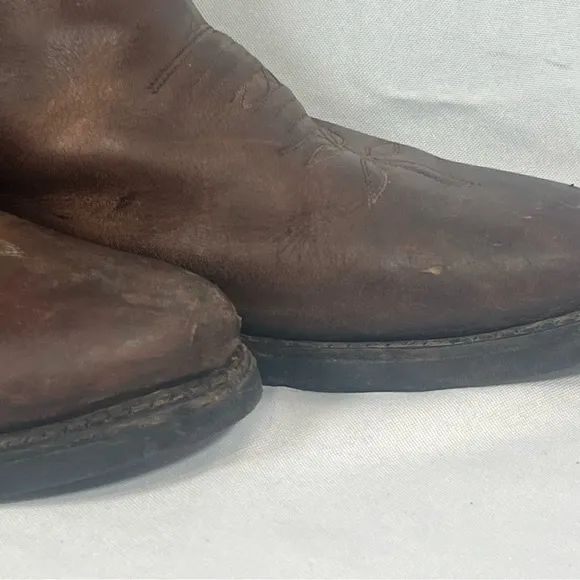Justin  Men’s Brown Leather Round Toe Roper Western Cowboy Boots Size: 10 D