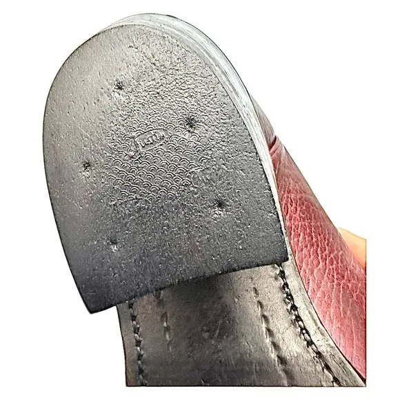 JUSTIN Mens Burgundy Leather Western Boots Size 10 D Pre-Owned Made In USA