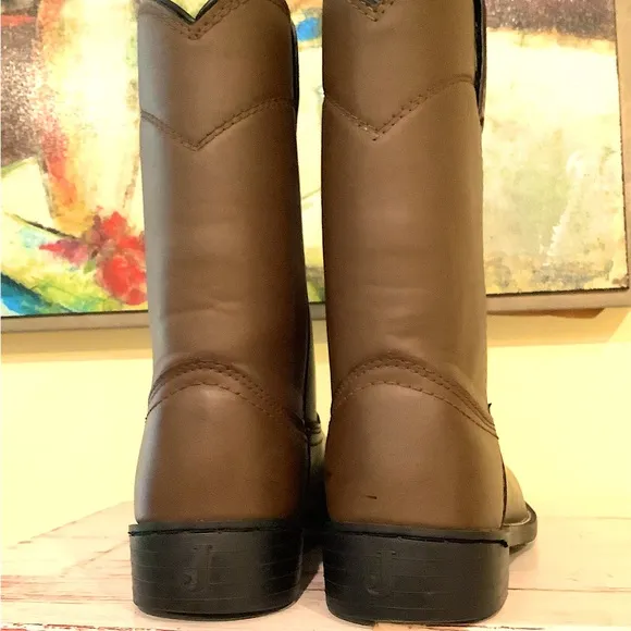 Justin Roper 6.5 EE 10&quot; COWBOY Boots Light Brown Leather Rubber Comfort Sole
