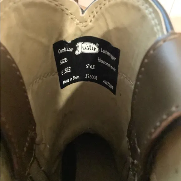 Justin Roper 6.5 EE 10&quot; COWBOY Boots Light Brown Leather Rubber Comfort Sole