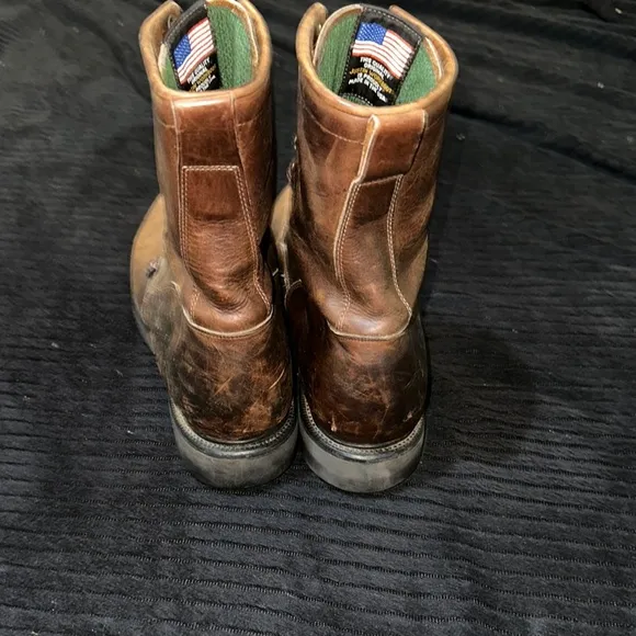 Justin Work Boots Brown Leather Made in the USA Men’s size 14D Preowned
