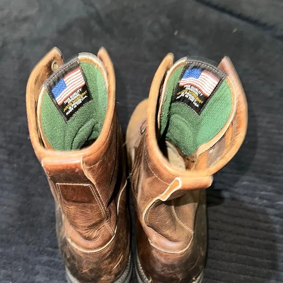 Justin Work Boots Brown Leather Made in the USA Men’s size 14D Preowned