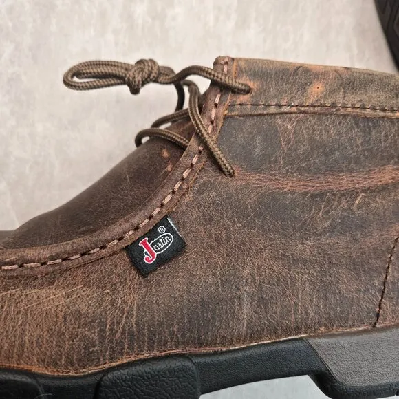 Justing Slip Oil Resistant Boots Sz 11 Brown Leather Lace Up Safety Work  Shoes