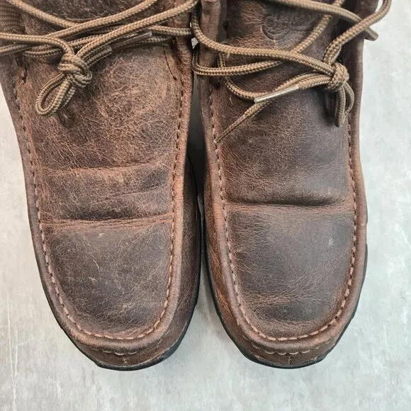 Justing Slip Oil Resistant Boots Sz 11 Brown Leather Lace Up Safety Work  Shoes