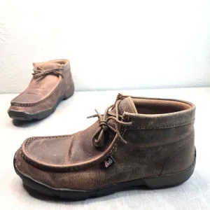 Justing Slip Oil Resistant Boots Sz 11 Brown Leather Lace Up Safety Work  Shoes