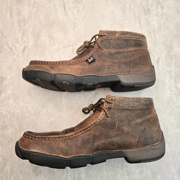 Justing Slip Oil Resistant Boots Sz 11 Brown Leather Lace Up Safety Work  Shoes
