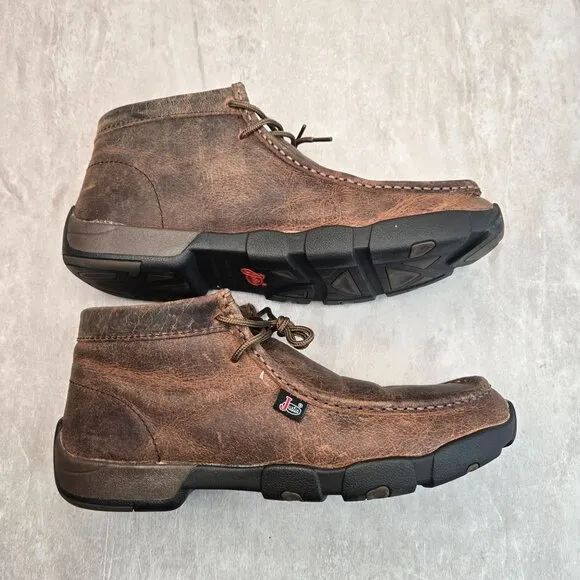 Justing Slip Oil Resistant Boots Sz 11 Brown Leather Lace Up Safety Work  Shoes