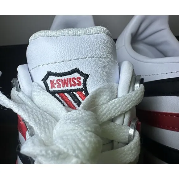 K-SWISS Classic 2000 Sneakers Leather Shoes Black White Red Men's 11.5 NEW
