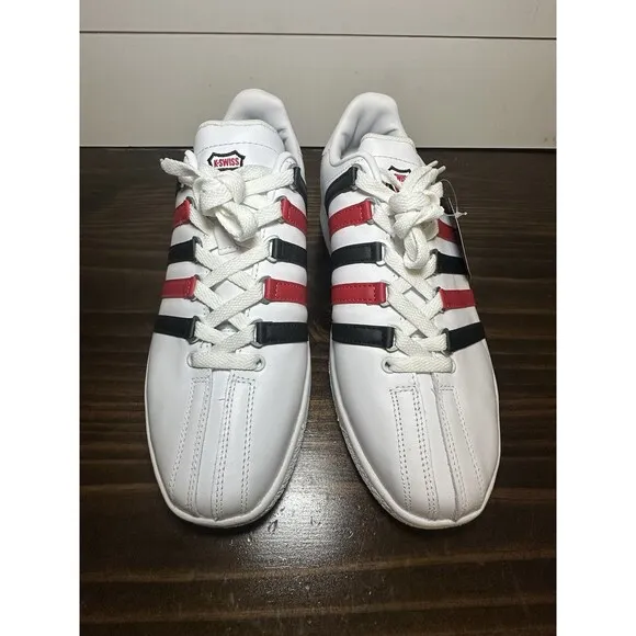 K-SWISS Classic 2000 Sneakers Leather Shoes Black White Red Men's 11.5 NEW