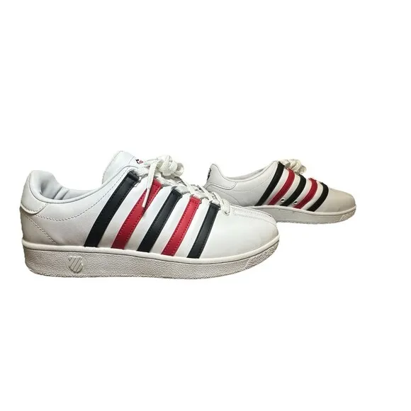 K-SWISS Classic 2000 Sneakers Leather Shoes Black White Red Men's 11.5 NEW