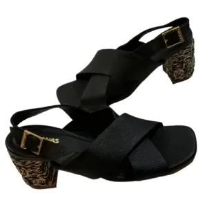 Kaanas~Size 6~Black Leather Sandals Java-Blk.