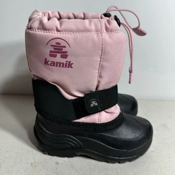 Kamik Rocket Light Pink Insultated Lined Winter Snow Rain Boots 10 Kids Youth