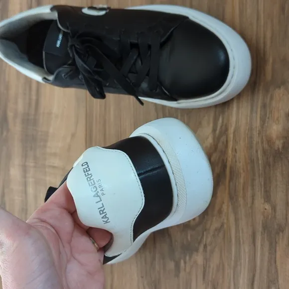 Karl Lagerfeld black and white men's sneakers size 9. Casual designer sneakers.