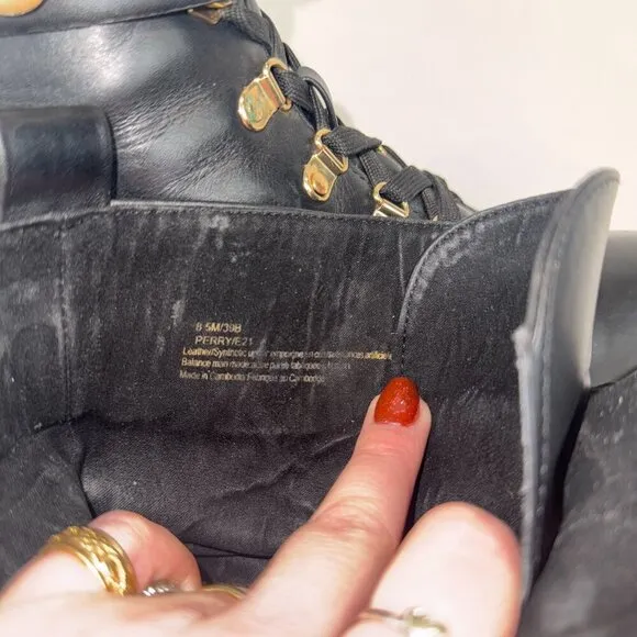 Karl Lagerfeld Paris Perry Black Leather Embellished Combat Boots