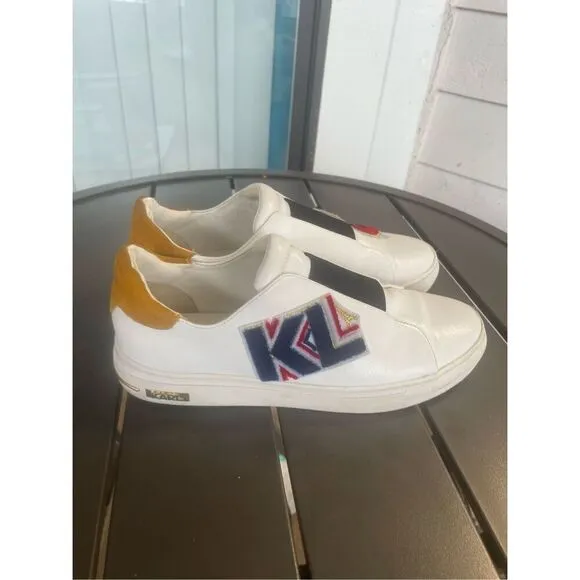 Karl Lagerfeld Paris Graphic Slip on Sneakers White Size 8 M