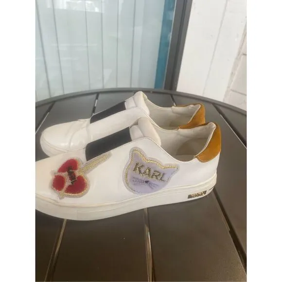 Karl Lagerfeld Paris Graphic Slip on Sneakers White Size 8 M