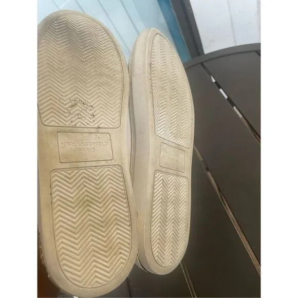 Karl Lagerfeld Paris Graphic Slip on Sneakers White Size 8 M