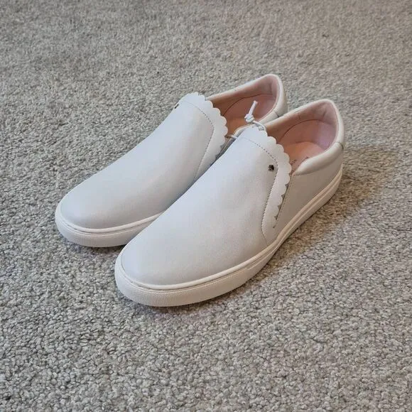 KATE SPADE Aleta Slip-On Leather Sneakers Size 8 White
