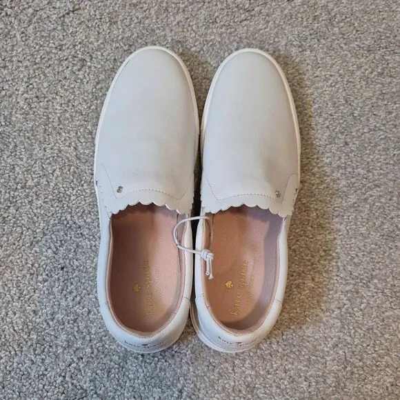 KATE SPADE Aleta Slip-On Leather Sneakers Size 8 White