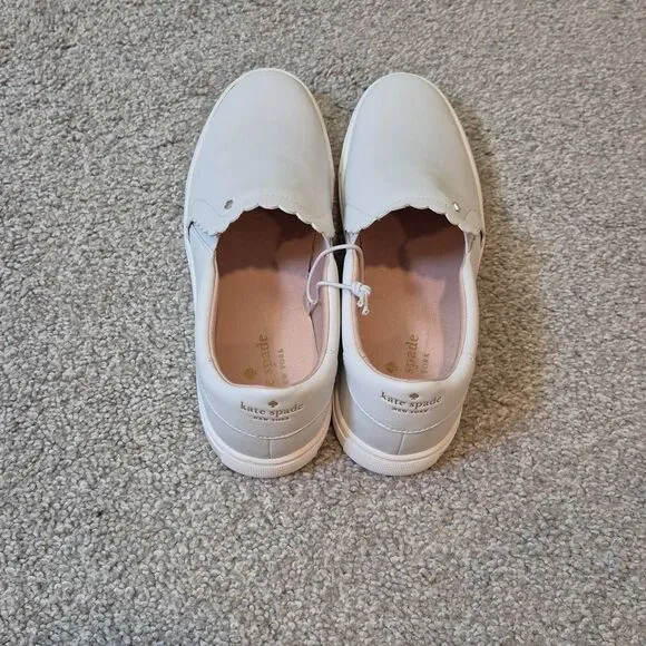 KATE SPADE Aleta Slip-On Leather Sneakers Size 8 White