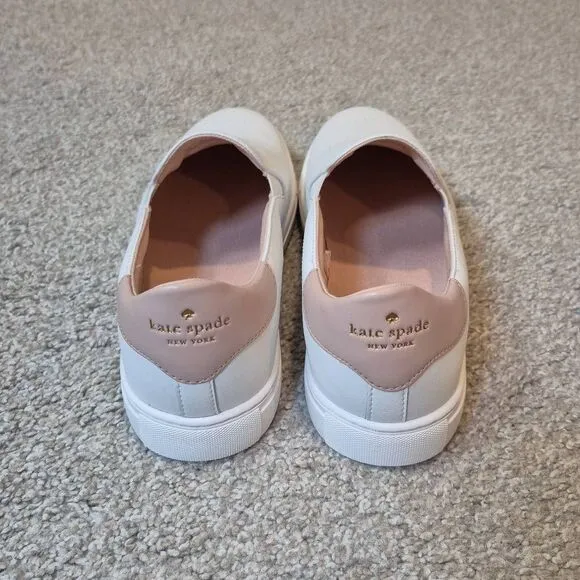 KATE SPADE Azores Slip-On Leather Sneakers Size 7.5 White