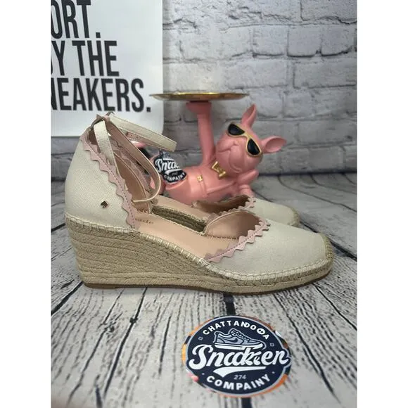 Kate Spade Espadrille Wedge Thea Sandals Shoes Womens Size 9 Canvas Leather NEW