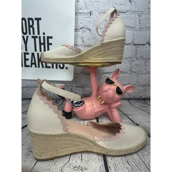 Kate Spade Espadrille Wedge Thea Sandals Shoes Womens Size 9 Canvas Leather NEW