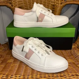 ♠️kate spade Iggy Low Top Court Sneakers Optic White Rose Smoke Pink NIB