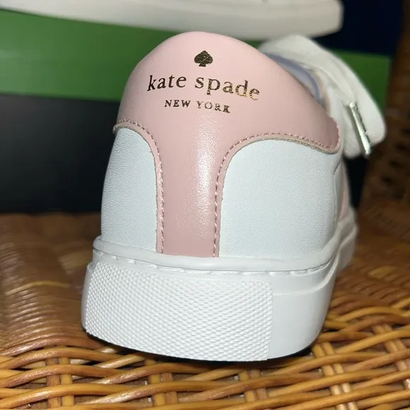 ♠️kate spade Iggy Low Top Court Sneakers Optic White Rose Smoke Pink NIB