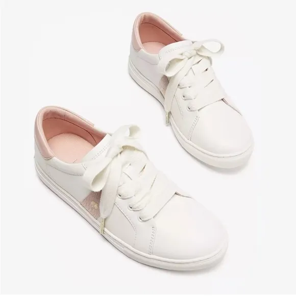 ♠️kate spade Iggy Low Top Court Sneakers Optic White Rose Smoke Pink NIB