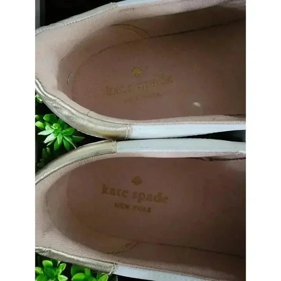 Kate Spade New York Azores Leather WOMENS SIZE 10B) Slip On Sneakers White READ