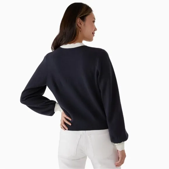 ♠️kate spade Scalloped Colorblock Cardigan, Blazer Blue NWT