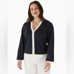 ♠️kate spade Scalloped Colorblock Cardigan, Blazer Blue NWT