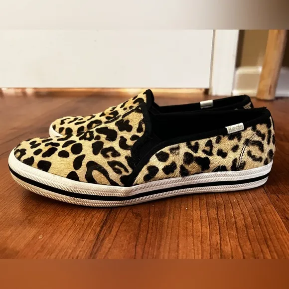 Keds x Kate Spade Double Decker Leopard Pony Hair Sneakers size 7.5