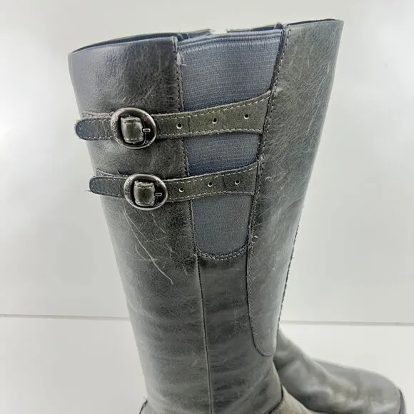 Keen  Bern Baby Bern Boots Gray Leather Tall Buckle Womens Size 8.5 EU 39