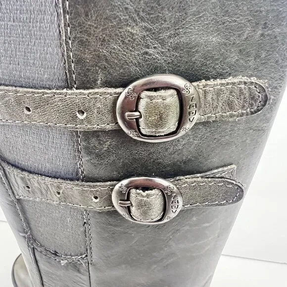 Keen  Bern Baby Bern Boots Gray Leather Tall Buckle Womens Size 8.5 EU 39