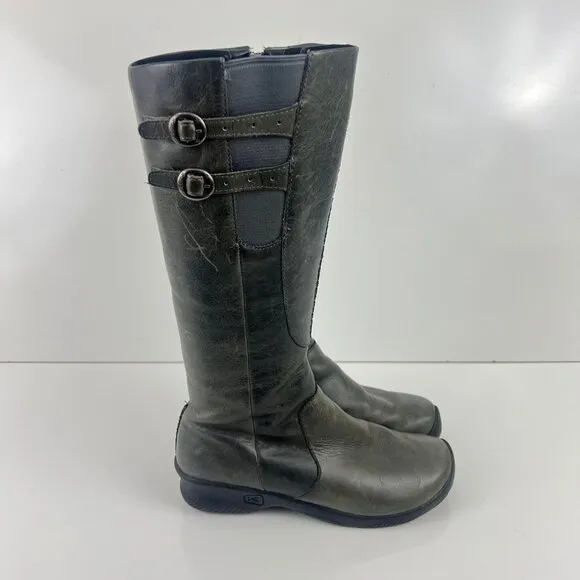 Keen  Bern Baby Bern Boots Gray Leather Tall Buckle Womens Size 8.5 EU 39