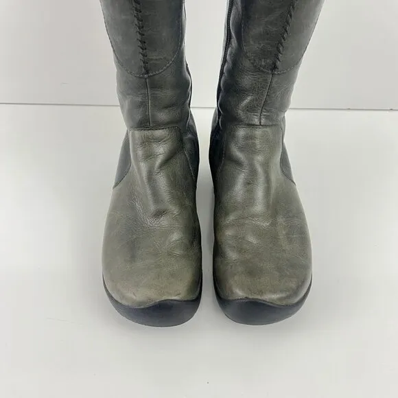 Keen  Bern Baby Bern Boots Gray Leather Tall Buckle Womens Size 8.5 EU 39