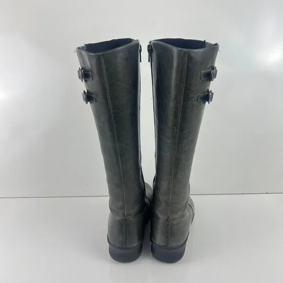 Keen  Bern Baby Bern Boots Gray Leather Tall Buckle Womens Size 8.5 EU 39