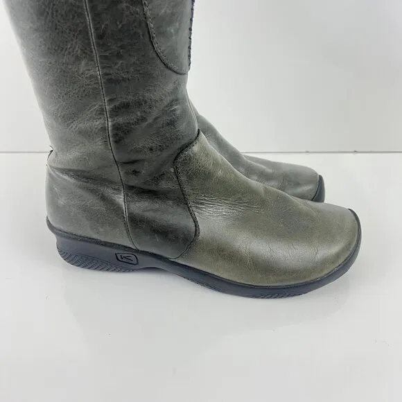 Keen  Bern Baby Bern Boots Gray Leather Tall Buckle Womens Size 8.5 EU 39