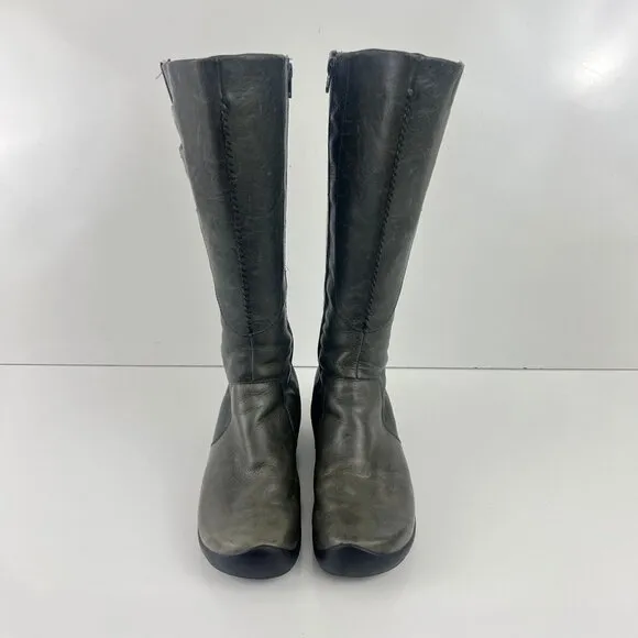 Keen  Bern Baby Bern Boots Gray Leather Tall Buckle Womens Size 8.5 EU 39