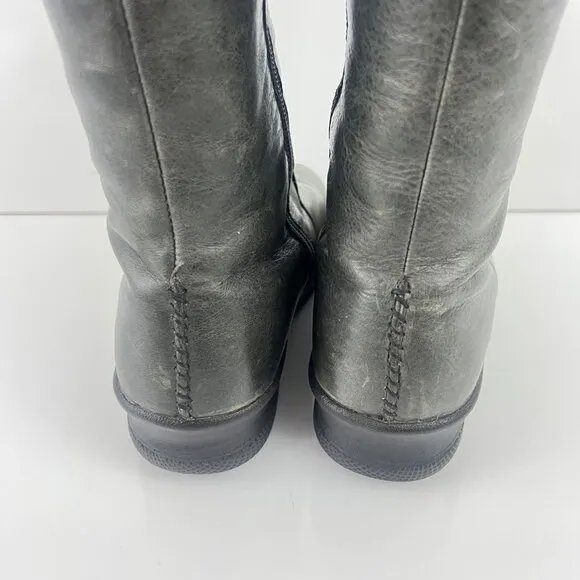 Keen  Bern Baby Bern Boots Gray Leather Tall Buckle Womens Size 8.5 EU 39