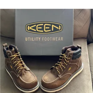 Keen Brown Leather Work Boots Moc-Toe Durable Sole