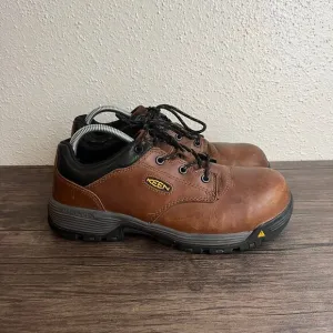 KEEN Chicago Oxford Work‎ Utility Carbon Toe Safety Shoes Brown Leather Sz 8.5EE