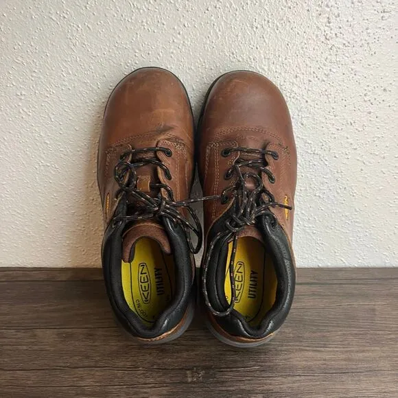 KEEN Chicago Oxford Work‎ Utility Carbon Toe Safety Shoes Brown Leather Sz 8.5EE
