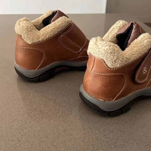 Keen Kids' Brown Leather Kootenay Winter Boots Faux Fur Lining Youth 6