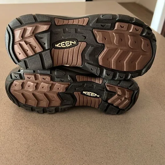 Keen Kids' Brown Leather Kootenay Winter Boots Faux Fur Lining Youth 6